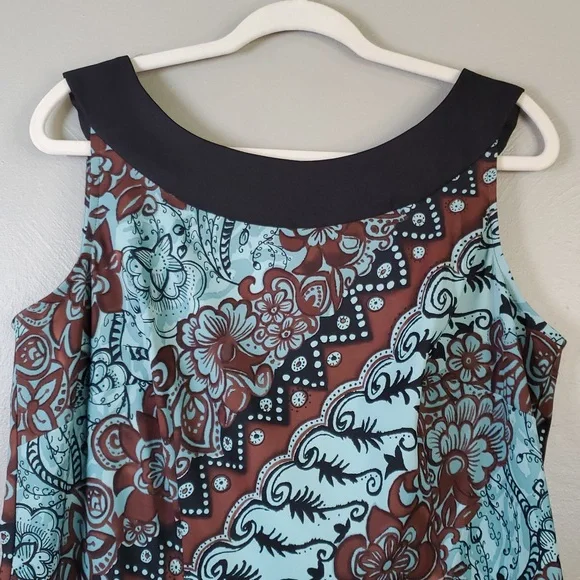 Dressbarn Grn & Brn Floral, Sleeveless Midi Dress. Size 14W - Picture 2 of 10